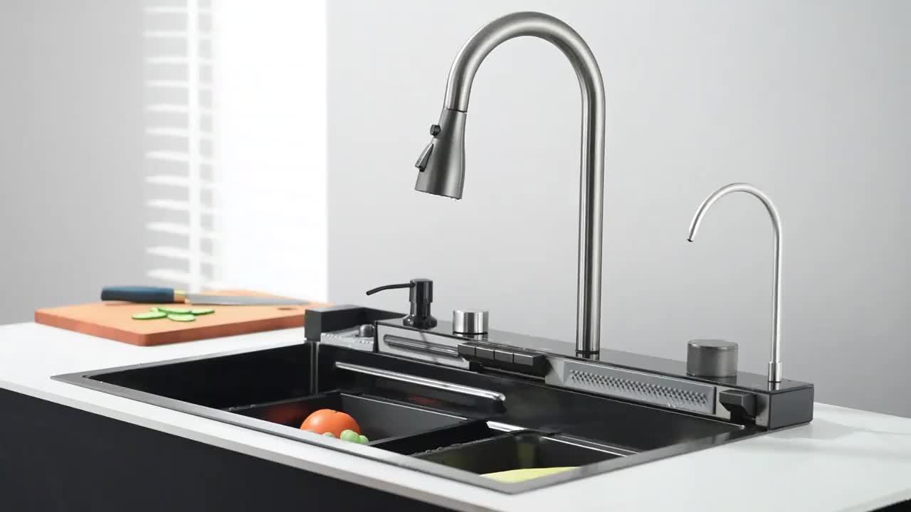 Roestvrijstalen Keukenspoelbak – Spoelbak RVS – Inbouw Spoelbak – Keukenbak – Barspoelbak – Donkergrijs 68x45x22 cm – Grote Capaciteit – Snelle Afvoer