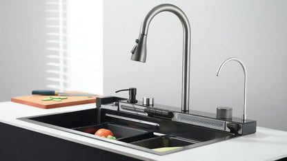Roestvrijstalen Keukenspoelbak – Spoelbak RVS – Inbouw Spoelbak – Keukenbak – Barspoelbak – Donkergrijs 68x45x22 cm – Grote Capaciteit – Snelle Afvoer