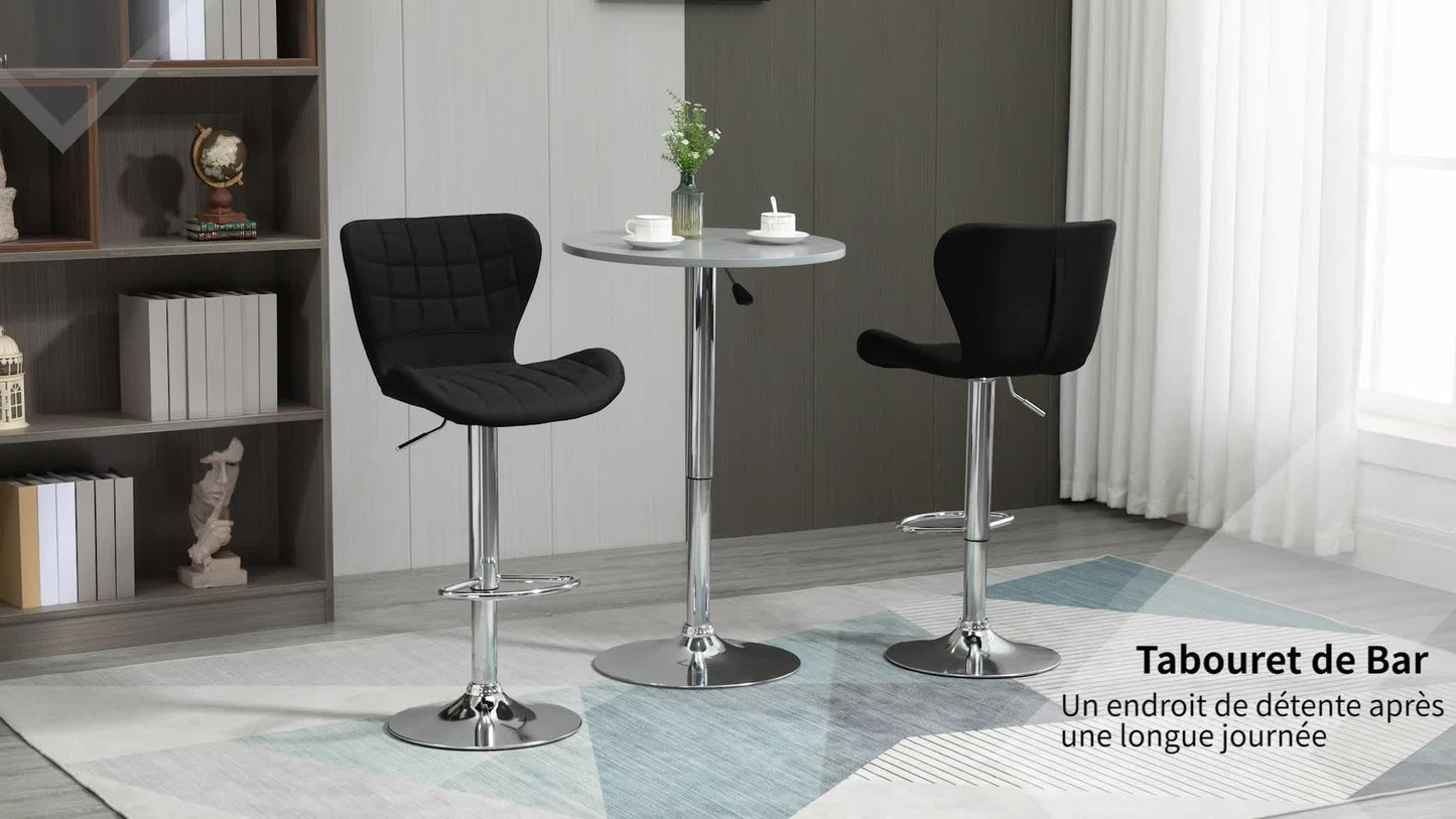 Barstoelen – Barkrukken – Hoge Stoelen – Keukenstoelen – Zwarte Barstoelen – Verstelbare Zithoogte 59-81 cm – 360° Draaibaar