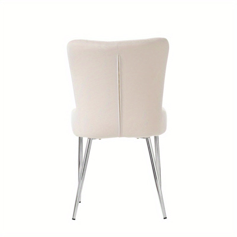 Velvet Stoelen – Eetkamerstoelen – Fauteuils – Zithoeken – Lounge Stoelen – Set Van 6 – Luxe Beige Velvet – Stevige Metalen Poten