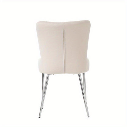 Velvet Stoelen – Eetkamerstoelen – Fauteuils – Zithoeken – Lounge Stoelen – Set Van 6 – Luxe Beige Velvet – Stevige Metalen Poten