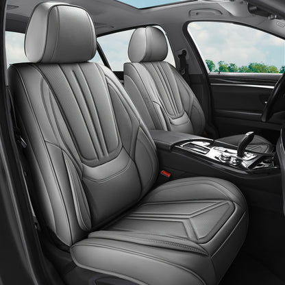 Autostoelhoes – Stoelhoes Auto – Stoelbekleding – Autostoelbeschermer – Universele Stoelhoes Grijs – PU Leer – Comfortabele Sponsvulling – Geschikt Voor Alle Seizoenen
