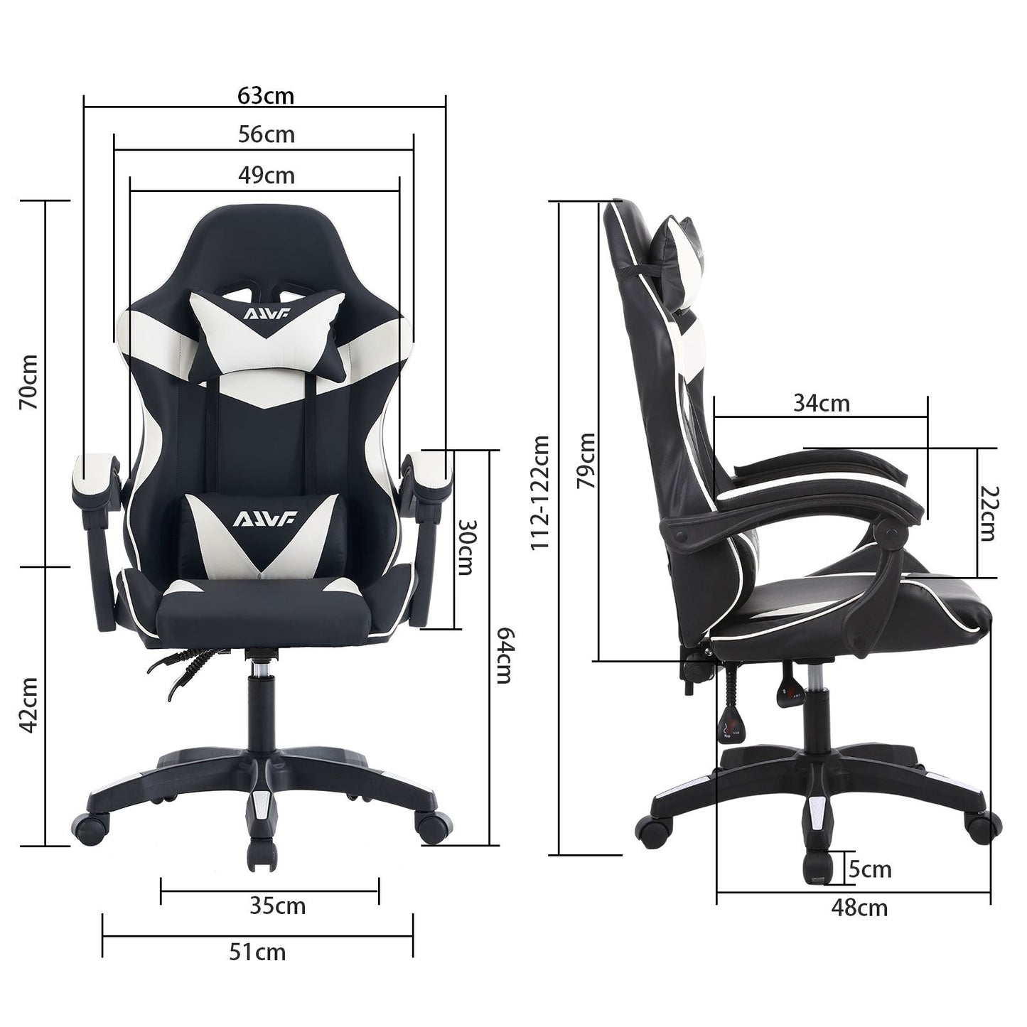 High-Back Gaming Chair PC Office Chair Computer Racing Chair PU Desk Task Chair Ergonomic Executive Swivel Rolling Chair with Lumbar Support for Back Pain Women, Men