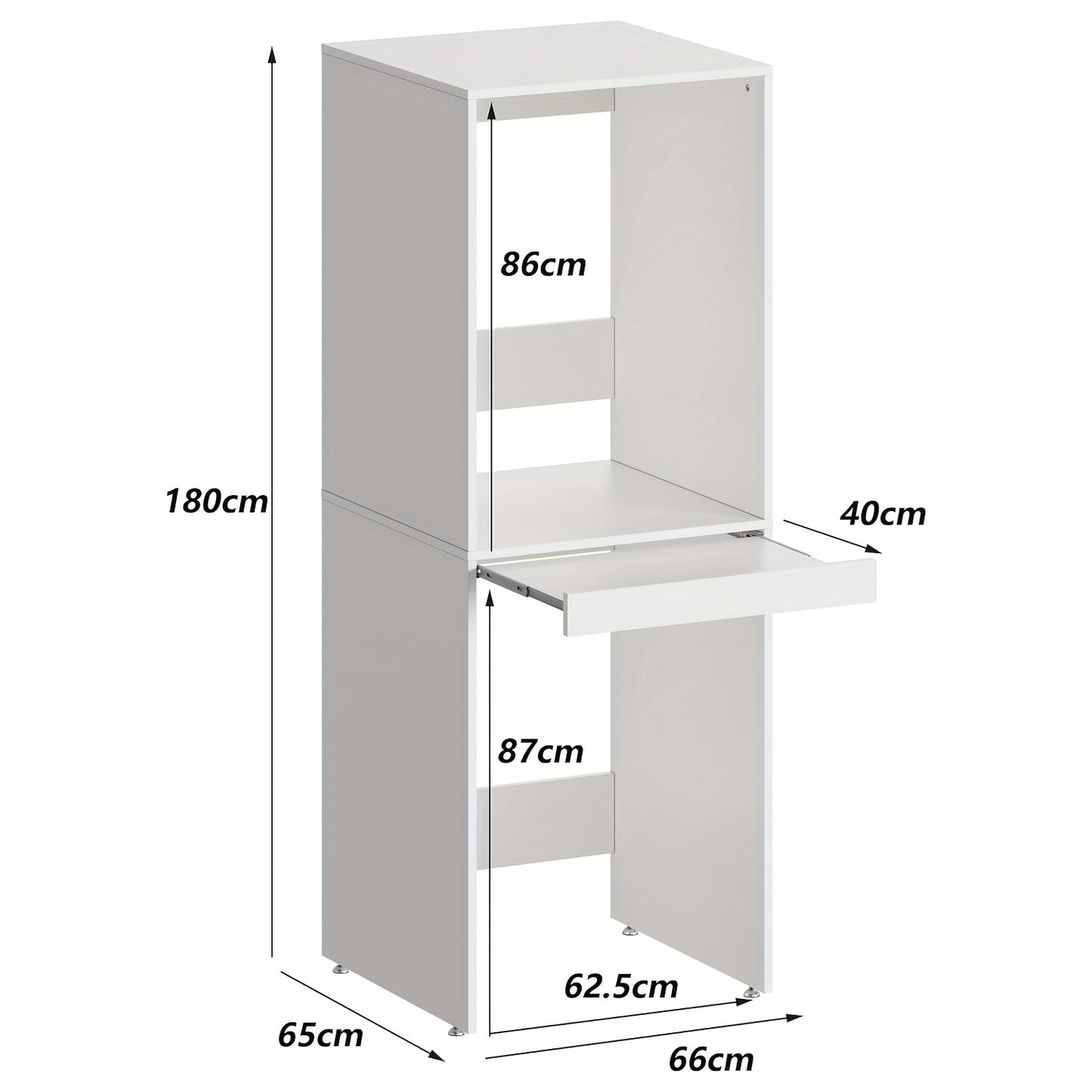 Wasmachinekast – Wasmachine Meubel – Wasmachine Ombouw – Wasmachine Rek – Wasdroger Kast – 180x65x66 cm – Uittrekbaar Werkblad – Max 100 kg Draagvermogen