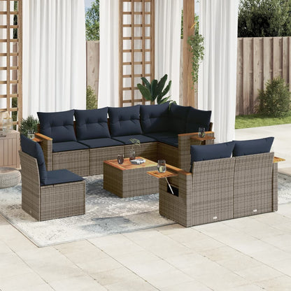 Tuinkussen Set – Tuinmeubel – Loungeset – Balkonmeubels – Buitenmeubels – Weerbestendig PE-Rattan – Uitklapbare Zijtafels – Wit