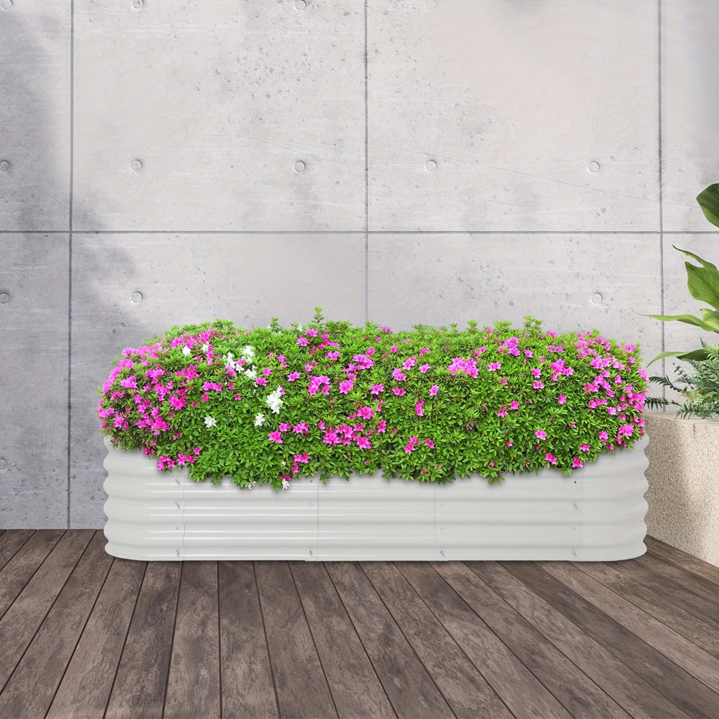 Hoogtebak – Verhoogd Plantenbed – Moestuinbak – Kruidenbak – Bloembak – Wit Metaal – 240x60x43 cm – Duurzaam & Veilig Met Beschermstrips