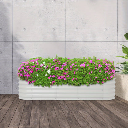 Hoogtebak – Verhoogd Plantenbed – Moestuinbak – Kruidenbak – Bloembak – Wit Metaal – 240x60x43 cm – Duurzaam & Veilig Met Beschermstrips