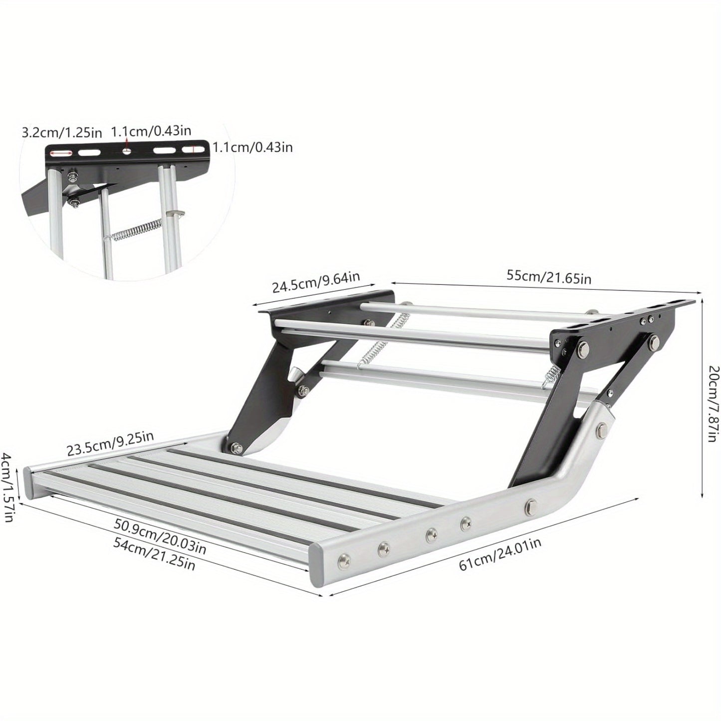 Campertrap – Caravantrap – Opstapje – Instaptrap – Instapje – Aluminium – Inklapbaar – 1 Trede – Draagvermogen 150 kg