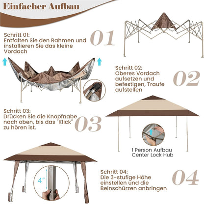 4x4 M Vouwpaviljoen – Partytent – Tuinkamer – Pop-up Tent – Paviljoen Met Wielen – Waterdicht – UV Bescherming 50+
