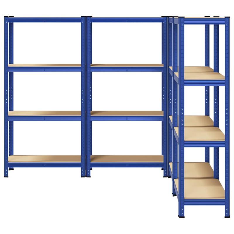 4-laagse Opbergkast – Opbergsysteem – Rek – Plankenkast – Stellingkast – Blauw – Stevig Staal & Engineered Hout – Compact Design