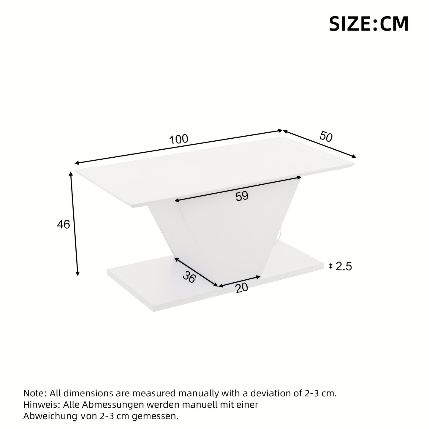 Salontafel – Koffietafel – Tafel – Bijzettafel – Witte Modern Hoogglans Salontafel – V-vormig Design – Ruimtebesparend – Onderhoudsvriendelijk