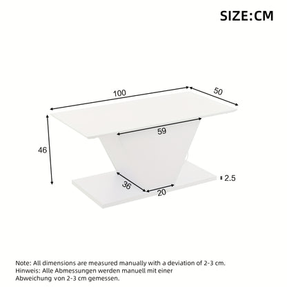Salontafel – Koffietafel – Tafel – Bijzettafel – Witte Modern Hoogglans Salontafel – V-vormig Design – Ruimtebesparend – Onderhoudsvriendelijk