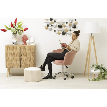 Fluwelen Bureaustoel – Velvet Stoel – Draaistoel – Werkstoel – Bureaustoel met Wieltjes – Blush Roze – Verstelbare Zithoogte – Ergonomisch Comfort