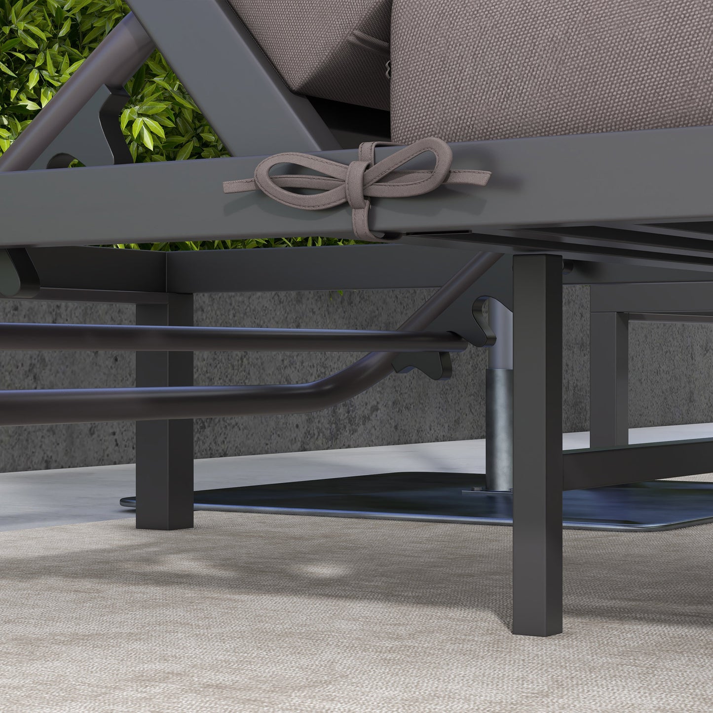 Loungeset – Tuinmeubelset – Ligbedden – Buitenmeubel – Zonnebed – Aluminium Frame – Verstelbare Rugleuning 5 Posities – Gehard Glas Koffietafel – Grijs