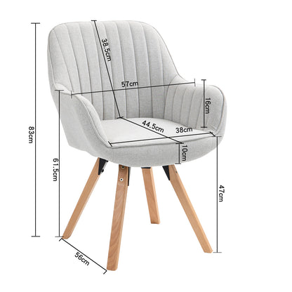 Draaifauteuil – Bureaustoel – Office Chair – Fauteuil – Armstoel – 360° Draaibaar – Houten Poten Beige 57x56x83 cm