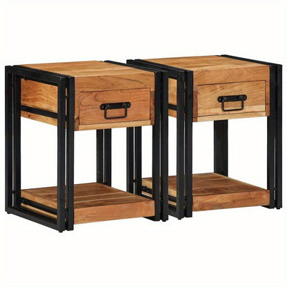 Bedside tables 2 pack 40x40x50cm Solid Acaciawood Removable, suitable for indoor use and suitable for all seasons, Home Organization, Nightstand Alternative, Modern Nightstand, Compact Furniture, Durable Hardwood, Sturdy Buil
