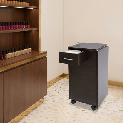 Manicure Tafel – Nageltafel – Werktafel – Schoonheidstafel – Nagelbureau – Inklapbaar – 3 Lades – Robuust MDF Metaal Donkerbruin