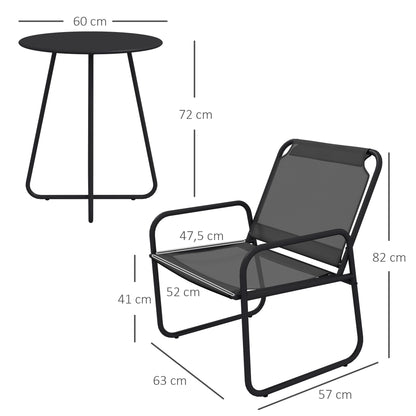 Tuinset – Tuinmeubilair – Bistroset – Loungeset – Balkonset – Gepoedercoat Staal – Ademend Textilene Grijs
