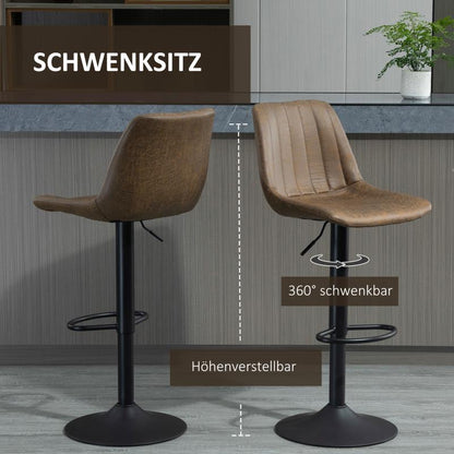Barkrukken – Barstoelen – Barstoelen Set – Keukenstoelen – Krukken – Verstelbaar 43-110 cm – 360° Draaibaar – Polyester Bruin