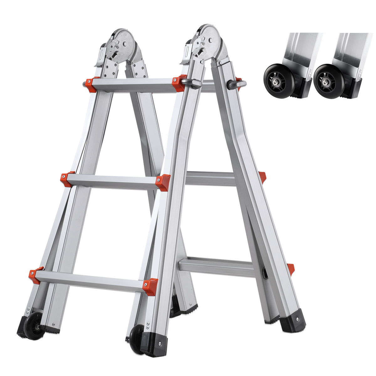 Telescopische A-Frame Ladder – Uittrekbare Ladder – Vouwladder – Multi-inzetbare Ladder – Compacte Klimladder – Aluminium – 288 cm Hoogte – Draagkracht 150 kg