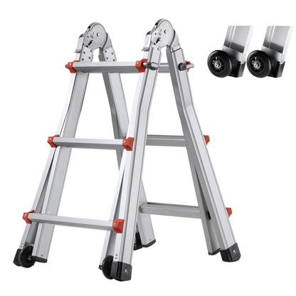Telescopische A-Frame Ladder – Uittrekbare Ladder – Vouwladder – Multi-inzetbare Ladder – Compacte Klimladder – Aluminium – 288 cm Hoogte – Draagkracht 150 kg