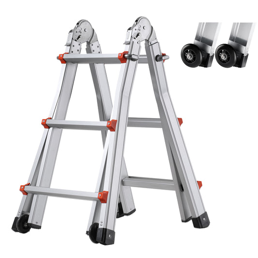 Telescopische A-Frame Ladder – Uittrekbare Ladder – Vouwladder – Multi-inzetbare Ladder – Compacte Klimladder – Aluminium – 288 cm Hoogte – Draagkracht 150 kg