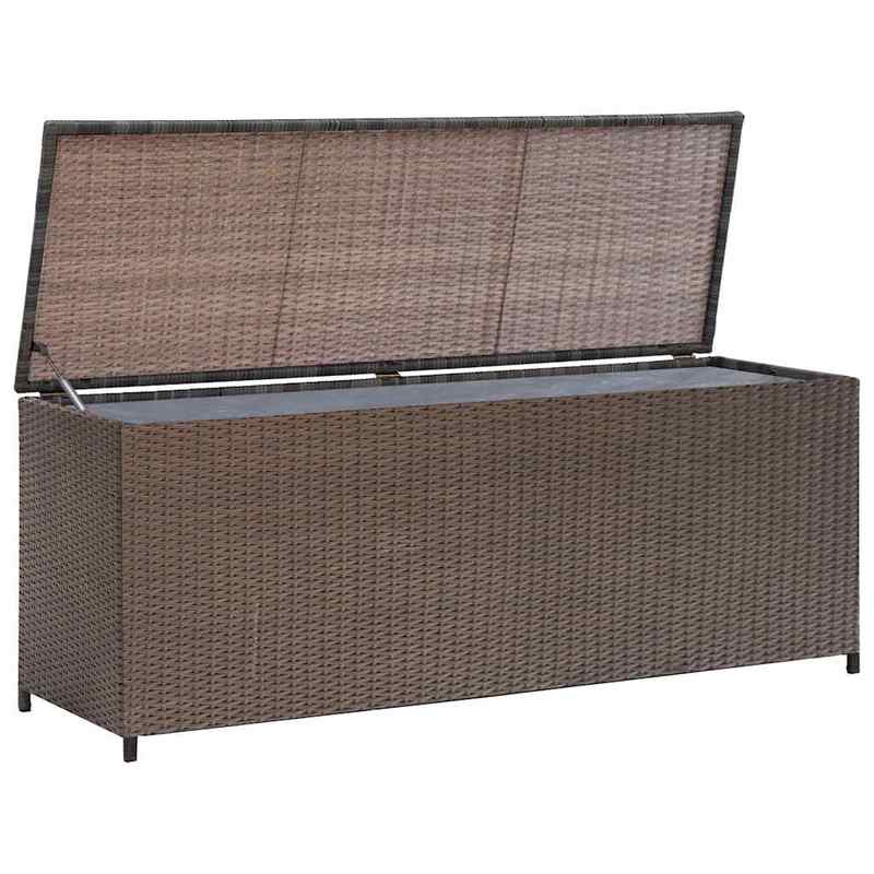 Opbergbox Tuin – Tuinkussenbox – Tuinkist – Buitenopslag – Opbergkast – Weerbestendig Geweven Resin – Gaslift Deksel – Groot Rechthoekig Design 120x50x60 cm – Robuuste Standaard & Natuurlijke Bruine Kleur
