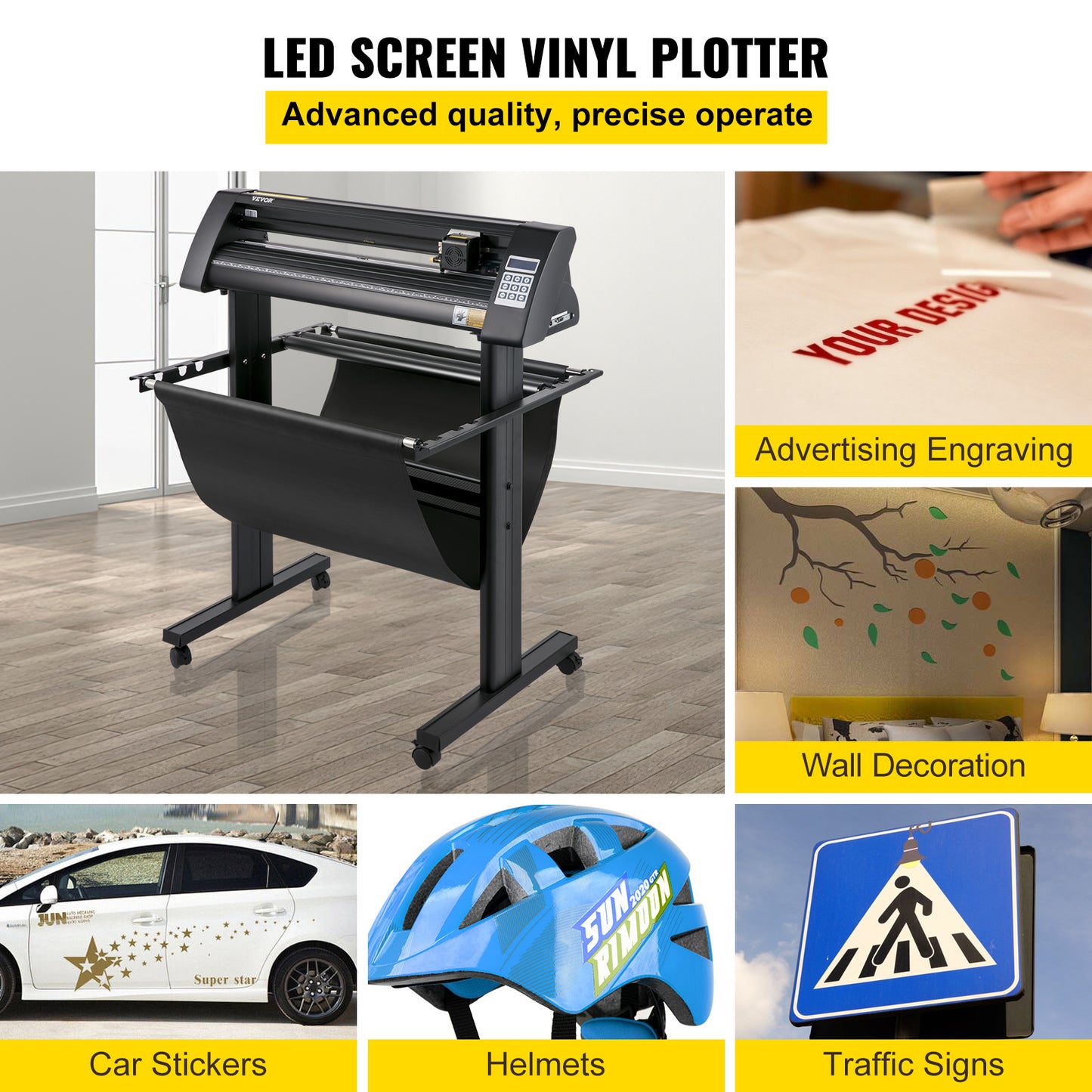 Vinylsnijder – Vinyl Cutter – Snijplotter – Snijmachine – Plotter – Ingebouwd Optisch Oog – 870 mm Snijbreedte – LED-Display