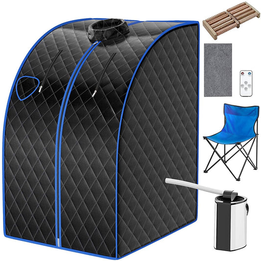 Mini Stoomsauna – Stoamcabine – Draagbare Sauna – Persoonlijke Sauna – Stoombad – 3L Waterreservoir – Afstandsbediening Met Timer & Temperatuurregeling – Zwart