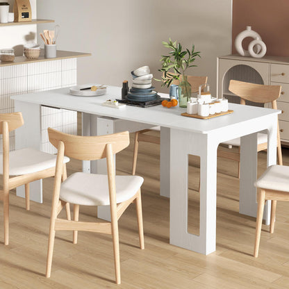 Extendable Folding Dining Table with 3-Leaf Design - Space-Saving Modern Kitchen Table, Expandable to 180cm, Sturdy Chipboard & Hardwood Construction, Easy Assembly for Small Spaces, Apartments, Home Office - 60x85x75cm (23.6