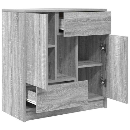 Sidetable – Sidetable Met Laden – Opbergkast – Kastje – Dressoir – Grijs – Massief Pijnhout – Compacte Afmetingen 70,5x34x74,5 cm