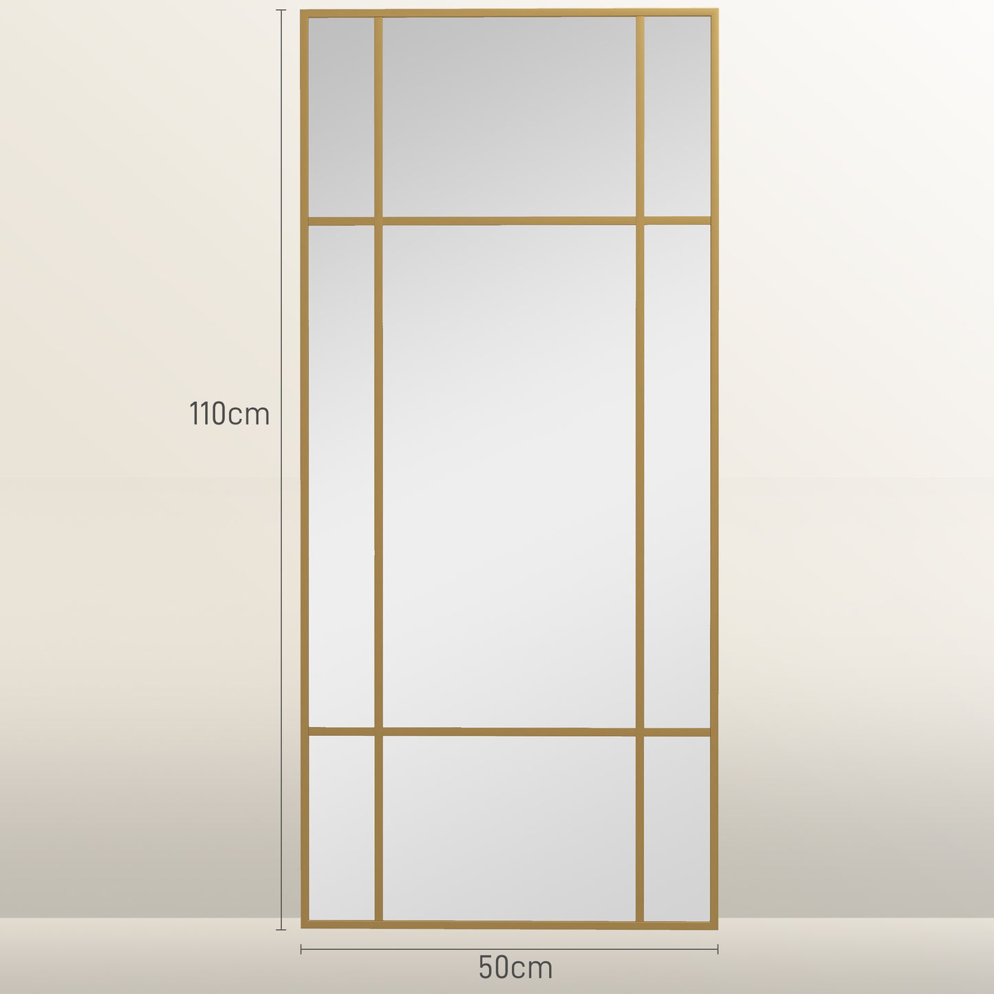 Grote Wandspiegel – Spiegel – Wanddecoratie – Muurspiegel – Art Deco Spiegel – Goud Metalen Rand – 110x50 cm – 3 mm Dik Glas