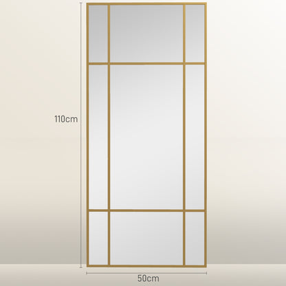Grote Wandspiegel – Spiegel – Wanddecoratie – Muurspiegel – Art Deco Spiegel – Goud Metalen Rand – 110x50 cm – 3 mm Dik Glas