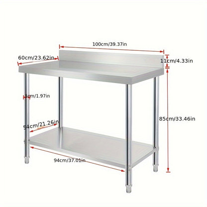 RVS Werkbank – Keukenwerkbank – Inklapbare Werktafel – Werkblad – RVS Tafel – Verstelbare Poten – 100x60x85 cm – Professioneel & Makkelijk Schoon Te Maken