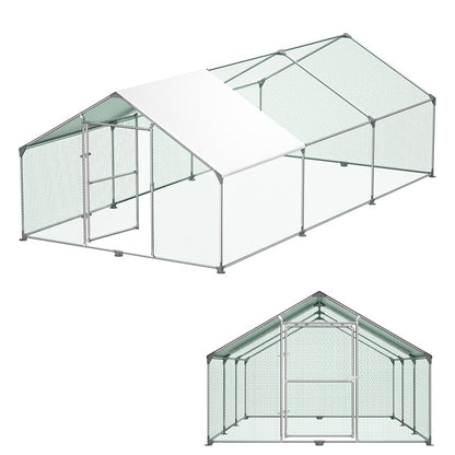 Kippenren – Kippenhok – Buitenren – Pluimveestal – Dierenren – Extra Groot 3x6x2m – Gegalvaniseerd Stalen Frame – PE Dak – Veilig & Ventilerend