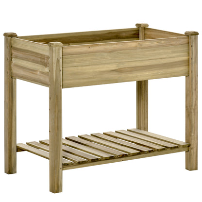 Verhoogde Plantenbak – Houten Tuinbak – Plantentafel – Bloemenbak – Groentebak – Stevige Constructie – Drainage Gaten – 91x51x76 cm – Groene Kleur