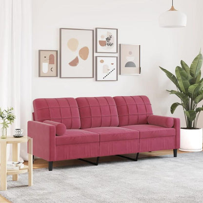 3-zitsbank – Sofa – Bank – Zetel – Loveseat – Wijnrood – Fluweel – 180 cm Breed – Duurzaam & Comfortabel