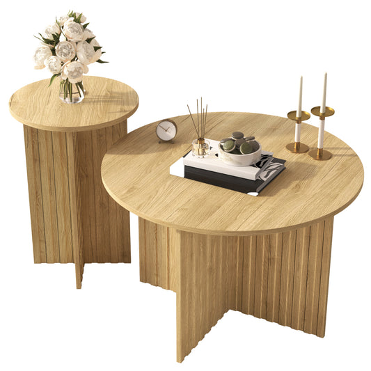 Salontafel – Koffietafel – Bijzettafel – Woonkamertafel – Tafeltje – Scandinavisch Design – Nesting Set – Rond – Metaal – Ruimtebesparend – Duurzaam