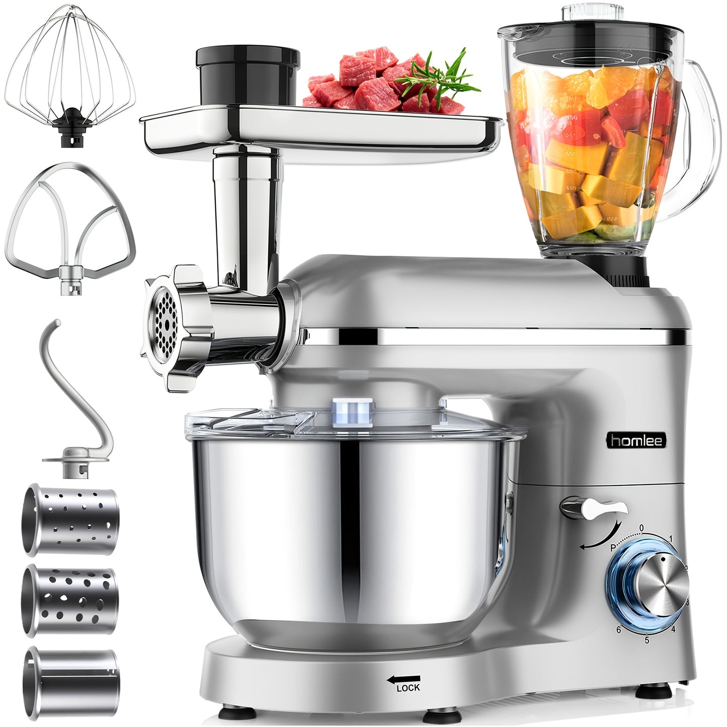 Keukenmachine – Keukenmixer – Keukenrobot – Foodprocessor – Blender – 2000W Motor – 5,5L RVS Mengkom