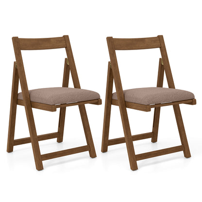 Opvouwbare Stoelen – Klapstoelen – Vouwstoelen – Eetkamerstoelen – Stapelbare Stoelen – Rubbenhouten Frame – Zachte Faux Sherpa Bekleding – Set van 2