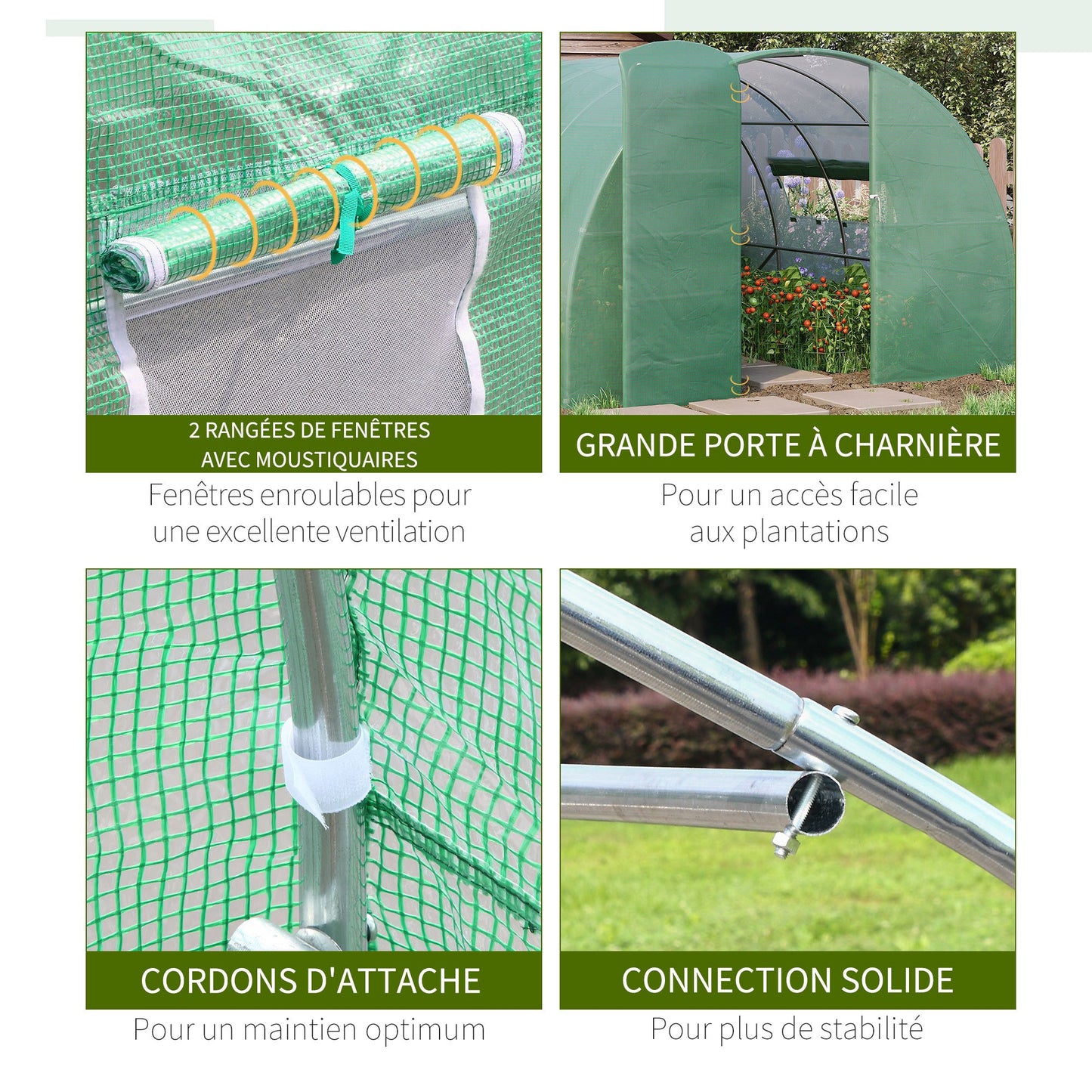 Tunnelkas – Kweekkas – Tuinkas – Serre – Groentekas – Groen – 12 m² – Gegalvaniseerd Stalen Frame – UV-Bestendige PE-Folie Met Ventilatieraampjes