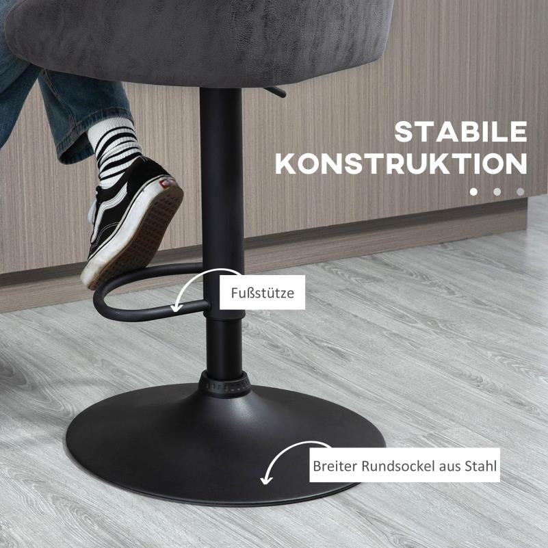 Barstoel – Barkruk – Barstoelen – Keukenstoel – Counterstoel – Verstelbare Hoogte 57-104 cm – Kunstleer Met Armleuning En Rugsteun