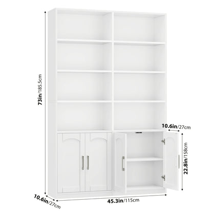 Boekenkast – Boekenkast – Opbergrek – Vitrinerek – Houten Plank – Licht Eiken – 115 x 27 x 185,5 cm – Met 2 Deuren