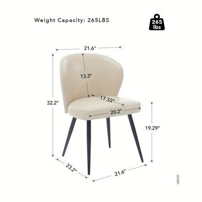 Eetkamerstoel – Stoel – Kuipstoel – Keukenstoel – Woonkamerstoel – Set van 2 – Ergonomische Kussens – Stalen Poten 120kg Draagvermogen