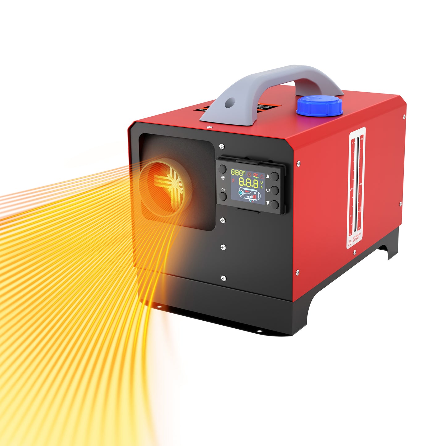 12V 8KW Dieselverwarming – Parkeerairheater – Motorkachel – Standkachel – Airheater – Oververhittingsbeveiliging – LCD Monitor – Compact Design – Zwart + Rood