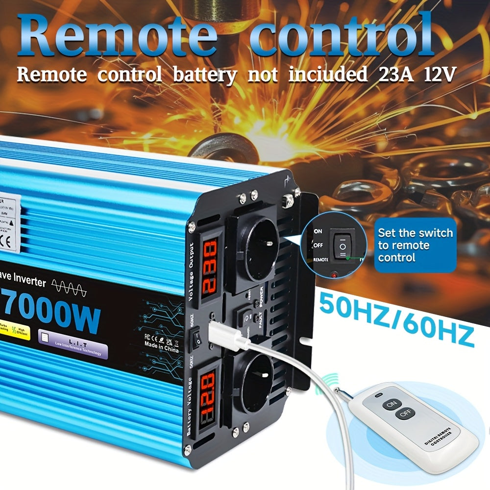 Omvormer – Spanningsomvormer – Inverter – Stroomomzetter – Converter – 12V/24V Naar 230V EU Stopcontact – Pure Sinusgolf – 3500W Continu Vermogen