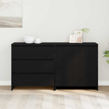 Sideboard 2pcs black 70 x 41 x 75cm wood material Practical, simple design, Entryway Cabinet, Dining Room Sideboard, Sleek Sideboard, Contemporary Storage, Sturdy Sideboard, Durable Wood, Compact Sideboard, Practical Storage