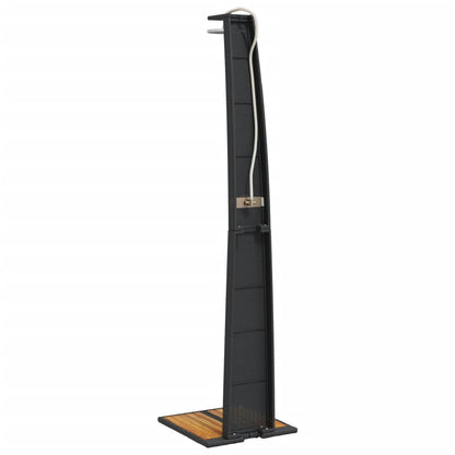 Buitendouche – Tuindouche – Vrijstaande Douche – Zwembad Douche – Outdoor Shower – Weerbestendig PE Rattan – Stevige Acaciahouten Basis Grijs