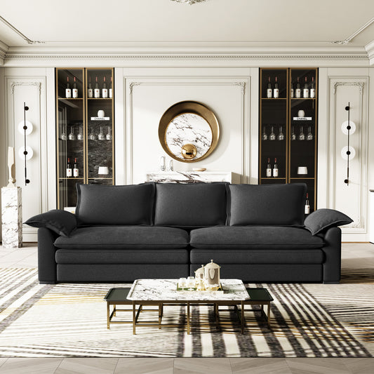 Oversized 3-Seater Loveseat Sofa with Chenille Upholstery & Wood Frame - Modern Couch Suitable for, Cushions & Hidden, Assembly, Color Options (Contemporary)