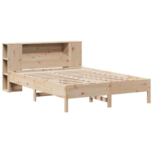 Bedframe – Platformbed – Slaapsysteem – Bedbank – Ledikant – Modern Design – Ingebouwde Boekenkast – Stevig Dennenhout – Eenvoudige Montage